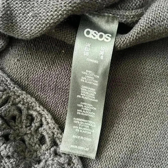 ASOS | 100% Cotton Black Crochet Sleeveless Dress Size 6 - Picture 10 of 12